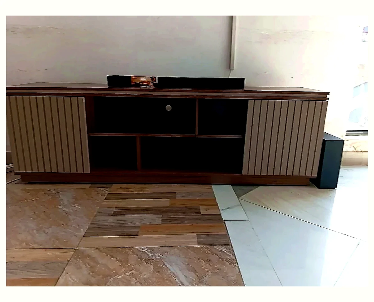 Wood Slatted TV Console